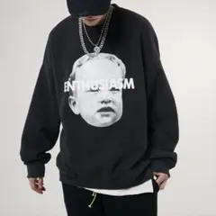 【完売品】グレー 裏起毛 トレーナー スウェット 韓国 ストリート オーバー