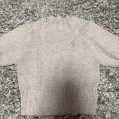 リブ編み グレー 半袖トップスのサムネイル