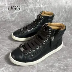 295○ UGG ブラックレザー ハイカットスニーカー 23 - メルカリ