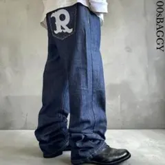 美品00s ARTICAL RIDDIM リジッド ワイドストレートデニム 刺繍のサムネイル
