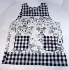 ディズニー ミッキーマウス エプロン ギンガムチェック M-Lサイズ