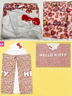 ハローキティ プレミアム　フード付　ヒョウ柄　タオル