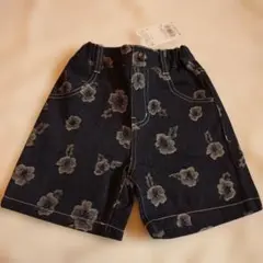 【新品·匿名配送】ブランシェス花柄デニムハーフパンツ100cm