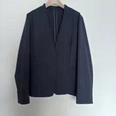 未使用 ネイビーノーカラージャケットBizのサムネイル