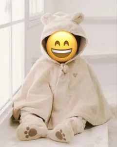 ミキハウス　マイクロファー　ポンチョ　ベージュ②