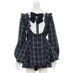 Secret Honey アクセサリーリボン長袖セットアップ チェッククロ