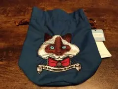 ​【新品・タグ付き】猫/ネコ 刺繍 巾着袋 ポーチ 小物入れ