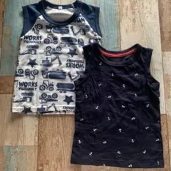 トラクター柄とアンカー柄のタンクトップ2枚セット　110センチ　西松屋