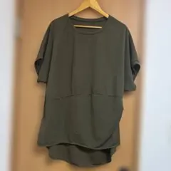 オリーブ 半袖 Tシャツ ラウンドネック