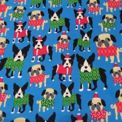 パグ　フレンチブルドッグ　犬　コットンフランネル　ネル生地　クリスマス 45cm
