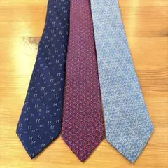 エルメス ネクタイ3本セット H柄 鎖柄　馬蹄柄　シルク HERMES まとめ