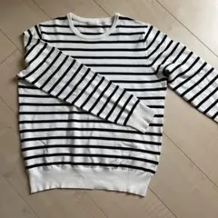 ジーユー　白黒ストライプ 長袖春ニットセーター　Lサイズ