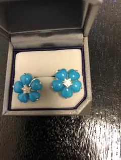 ターコイズ花形ピアスK14wg