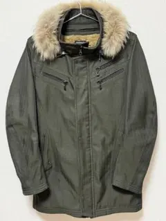 [美品]ニコルクラブフォーメン カーキ ファー アウターコート サイズ48