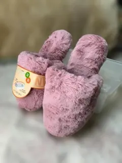 新品 M 暖かいファー素材 スリッパ ピンク ボア　特殊素材 ムレとにおい吸収④