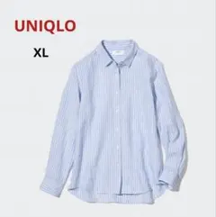 UNIQLOプレミアムリネンストライプシャツ（長袖） XLストライプ レディース