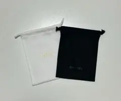 Dior CHANEL 巾着ポーチ 2枚セット ノベルティ ホワイト ブラックのサムネイル
