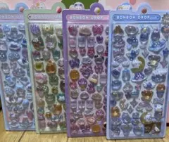 正規品　ボンボンドロップシール　ニーハオ　水色　シャーベット　四つ葉　猫