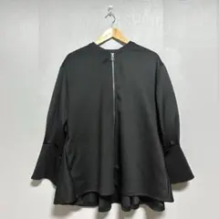 レディース アウター ボリュームスリーブ パーカー ジャケット (M-L) 黒