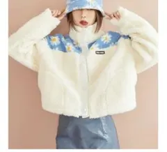 GABGAB タナカガ 花柄ボアブルゾン ショート丈