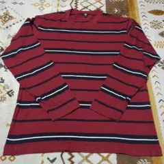 UNIQLO ストライプ 長袖Tシャツ レッド Mサイズ
