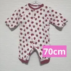 バースデイ　キルトロンパース　70 いちご　赤　女の子　可愛い　長袖