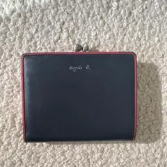 agnes b. VOYAGE 二つ折り財布 がま口 ネイビー レッドのサムネイル