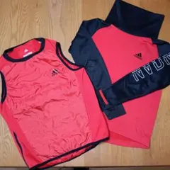 adidas 140　長袖 裏起毛 　サッカーウェア　ベストセット