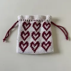 ハンドメイド　かぎ編み　巾着ポーチ