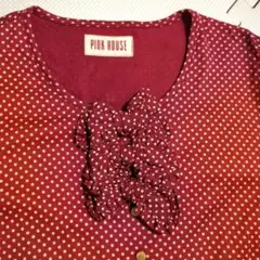 PINK HOUSE ピンクハウス　カーディガン　ドット　リボン　赤