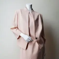 ヴィンテージ スリーピース ノーカラージャケット 大きいサイズ ピンク レトロ