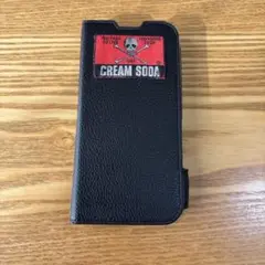 iPhone16用　手帳型ケース 黒　クリームソーダ