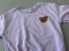 薄紫色ロンパース 6-9M クマ刺繍