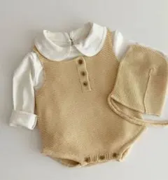 【90】韓国　子供服　襟付きカットソー　オフホワイト　韓国子供服　トップスのみ