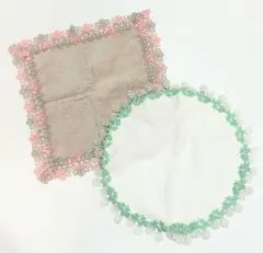 CHIKAZAWA 近沢レース タオルハンカチ 2枚セット シロツメクサ