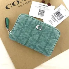 新品 正規品☆COACH コーチ コインケース グリーン キルティング
