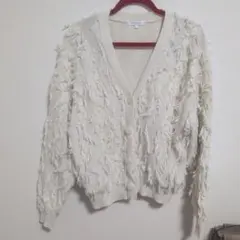 GLOBAL WORK フリンジカーディガン Lサイズ アイボリー