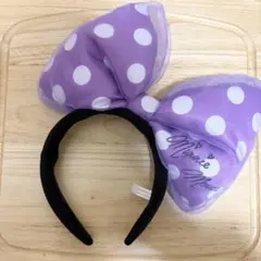 ミニーマウス リボン 水玉 紫 カチューシャ