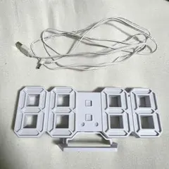 デジタル置時計 ホワイト USB給電