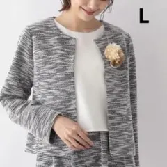 良品✨グローバルワーク 洗えるカットツイードジャケット ノーカラー 大きめL