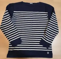 ネイビー/ホワイト ストライプ 長袖ニット