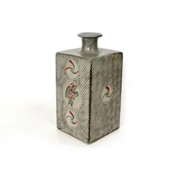 人間国宝　島岡達三　地釉象嵌縄文壺　壺　花瓶　花器　アンティーク　骨董品 人間国宝 島岡達三 地釉象嵌縄文壺 壺 花瓶 花器 アンティーク