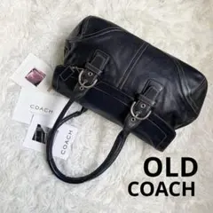 COACH 黒 オールドコーチ ミニボストン フラップ 革 グラブタンレザー