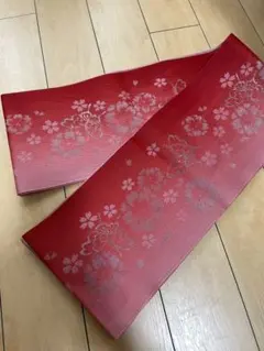 【即購入OK】浴衣の帯 赤帯 蝶々 桜