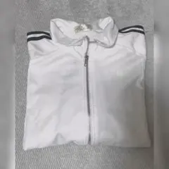 ジャージ風トップス 白 ホワイト 黒ライン ジップアップ