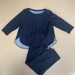 COMME CA ISM ネイビー ストライプ セットアップ　X L