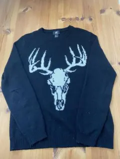 H&M 鹿の頭デザイン ニット M ブラック　ウールブレンドのサムネイル