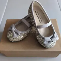 【新品未使用】mooimooi リボン付きバレエシューズ ゴールド 15cm