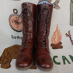 ブラウンレザー レースアップブーツ