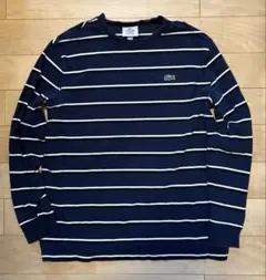【良品】LACOSTE LIVE 紺×白ボーダー長袖カットソー